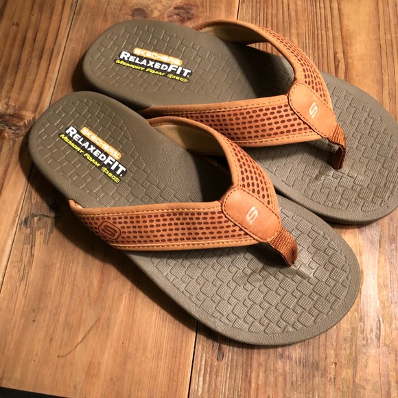 skechers sandals mens orange